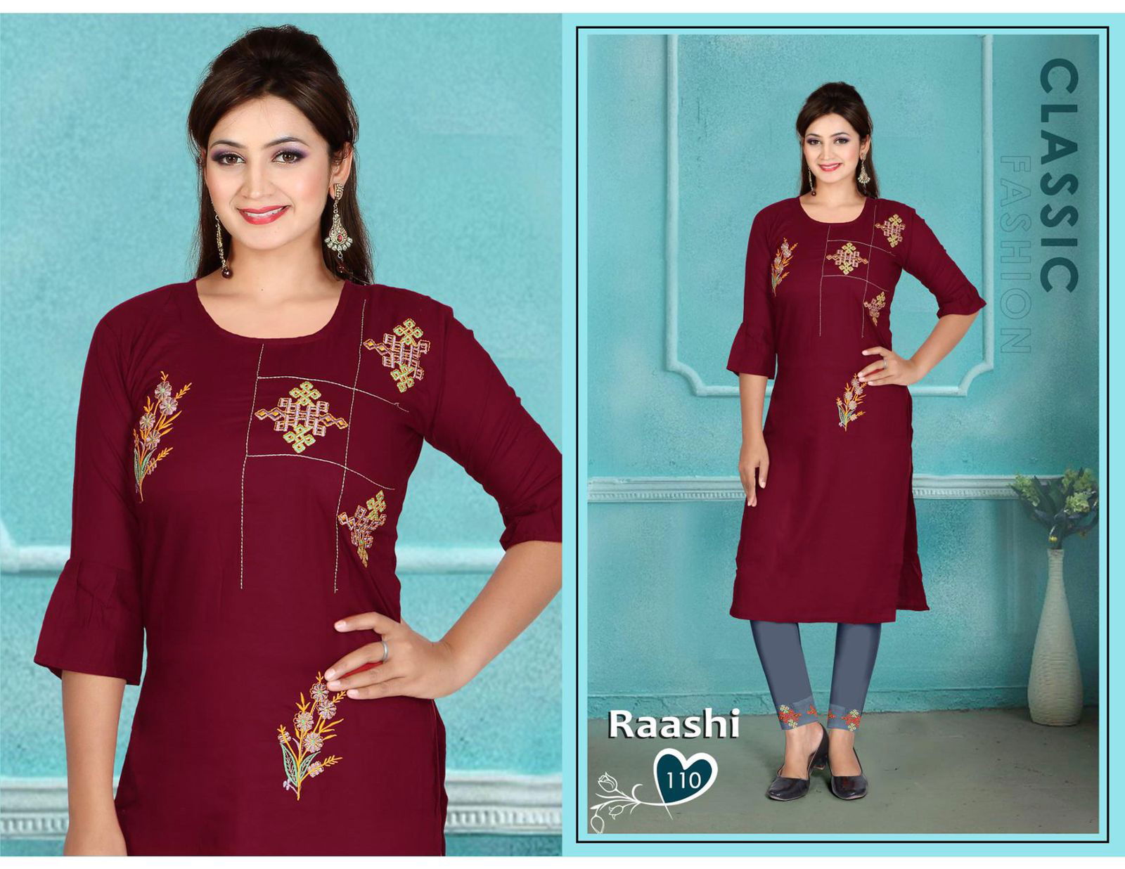Beauty Queen Raashi Casual Wear Rayon Kurti With Bottom Latest Collection